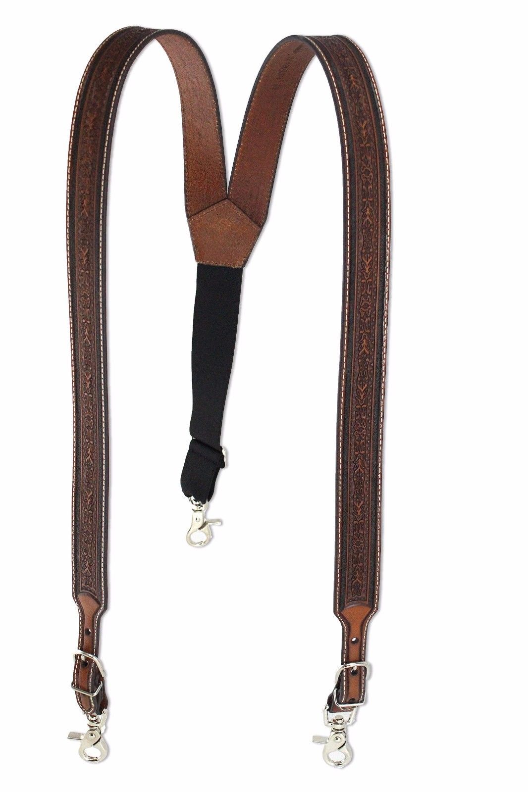 Nocona Men’s Tooled Leather Suspenders Galluses (Medium)