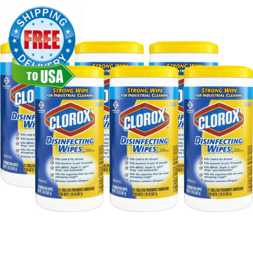 Clorox Commercial Solutions Disinfecting Wipes Lemon Fresh Scent 75 Wipes 6 Canisterscase 8906