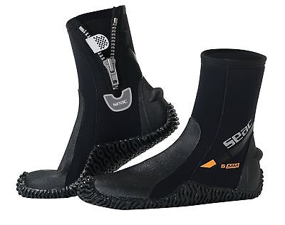 SEAC Basic HD 5mm Neoprene Scuba Boots with Side Zipper, Medium