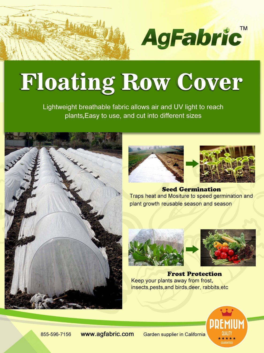 Agfabric Floating Row Cover and Plant Blanket, 0.55oz Fabric of 7x50ft ...