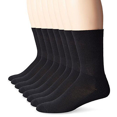 MediPEDS Men's 8 Pack Diabetic Extra Wide Crew Socks, Black, Shoe Size ...