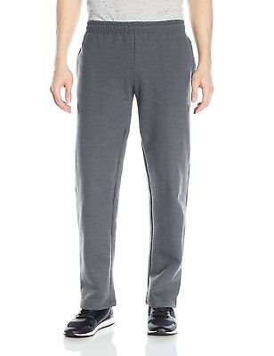 Gildan Men's Fleece Open Bottom Pocketed Pant, Dark Heather, Medium